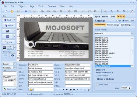 MojoSoft BusinessCards MX v3.99 Portable